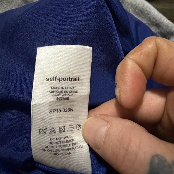 Self-Portrait Navy Floral Lace One-Shoulder Dress - Picture 7 of 8